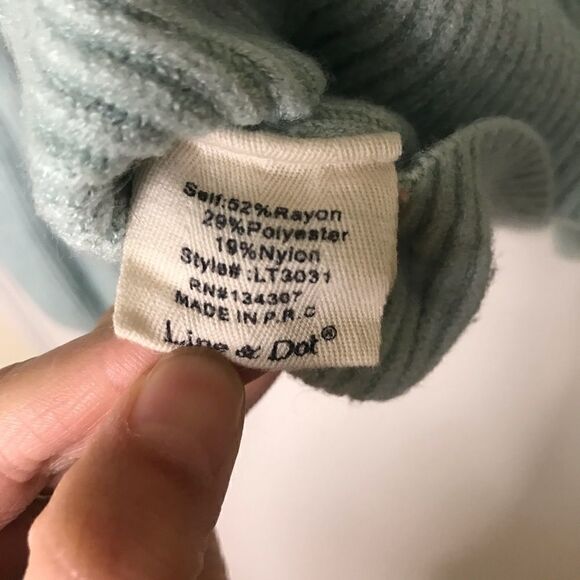 Line & Dot Balloon Sleeve Mint Pullover Sweater - Picture 6 of 6